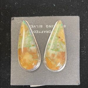 Verdite and Sterling “clip on”earrings